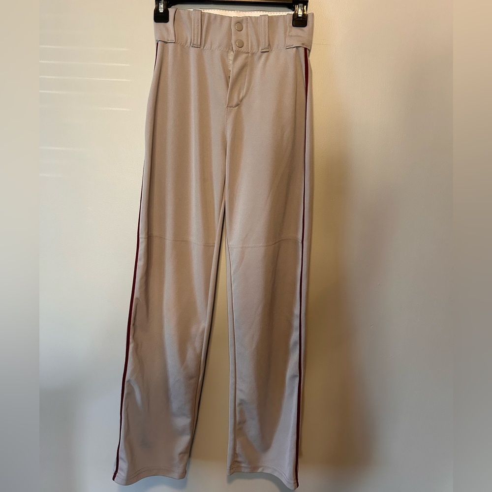 Men’s Alleson Gray Baseball Pants w/ Maroon Piping
